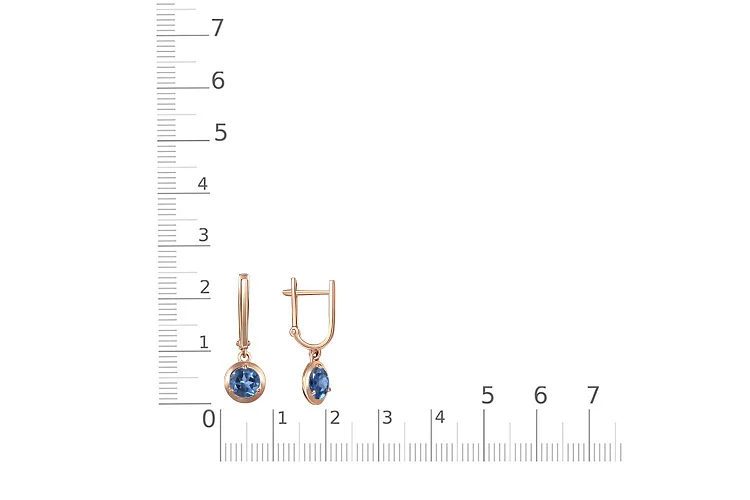 Серьги из красного золота с 2 фианитами