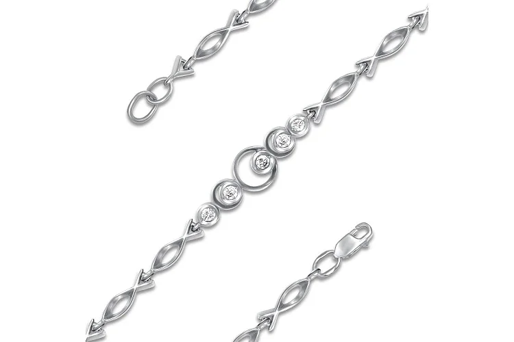 Браслет из белого золота с 5 бриллиантами