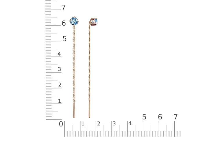 Серьги-продёвки из красного золота с 2 топазами swiss