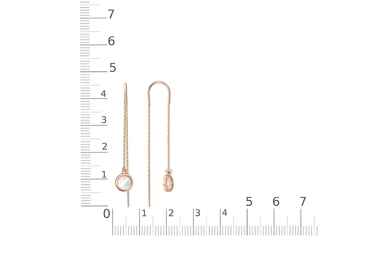 Детские серьги-продёвки из красного золота с перламутром