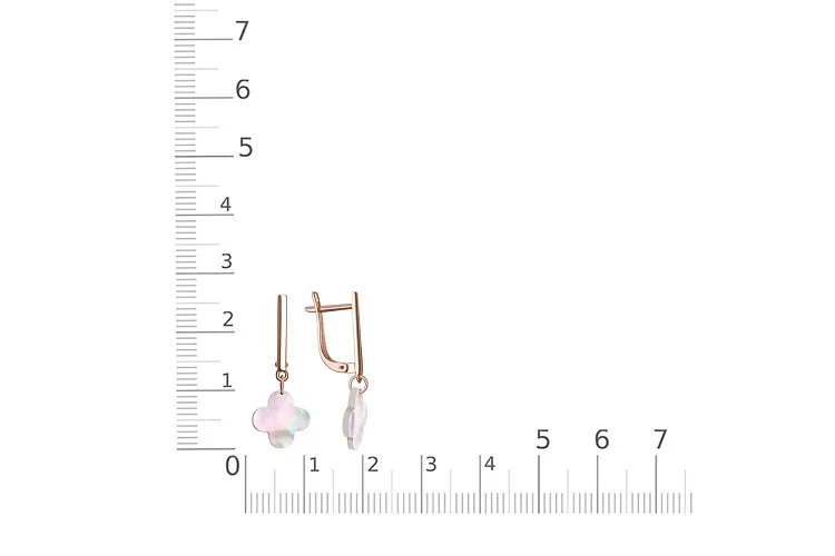 Серьги Клевер из красного золота с перламутром