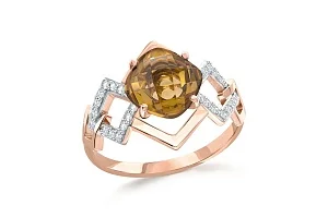 Кольцо из красного золота с султанитом и 30 фианитами