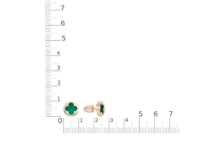 Серьги-пусеты Клевер из красного золота с 2 агатами