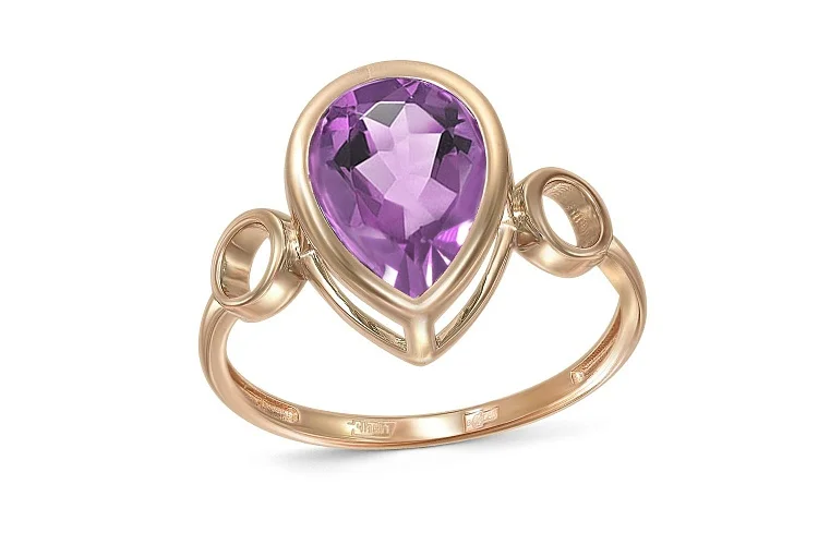 Кольцо из красного золота с аметистом
