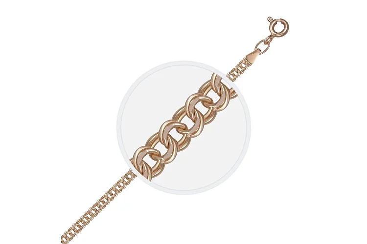 Цепь плетение гарибальди ⌀ нити 0,60 мм  из красного золота