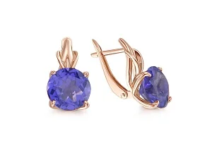 Серьги из красного золота с 2 ситаллами