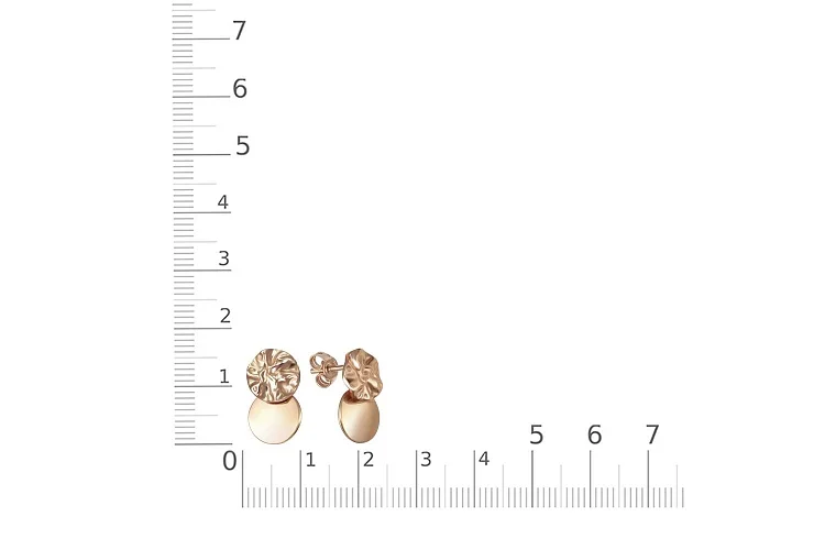 Серьги-пусеты Круги из красного золота без вставок