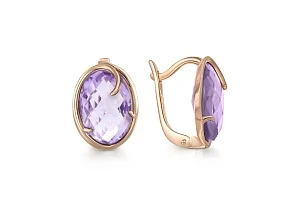 Серьги из красного золота с 2 аметистами