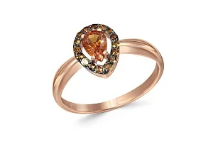 Кольцо из красного золота с спессартином и 16 турмалинами