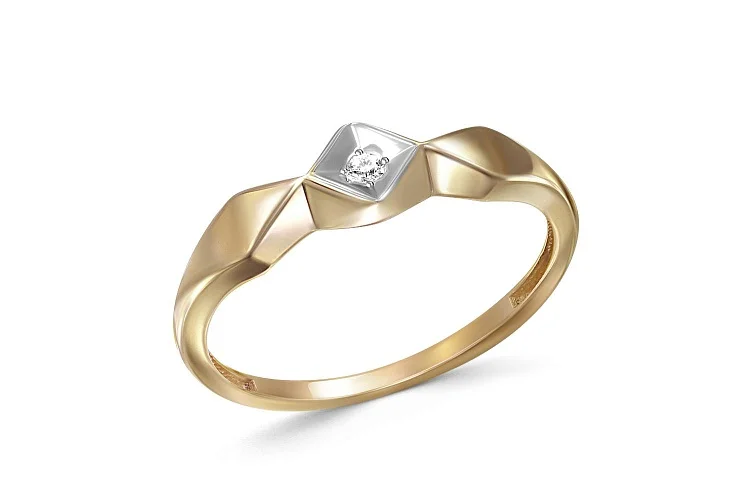 Кольцо из жёлтого золота с фианитом