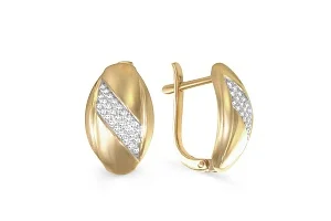 Серьги из жёлтого золота с 54 фианитами