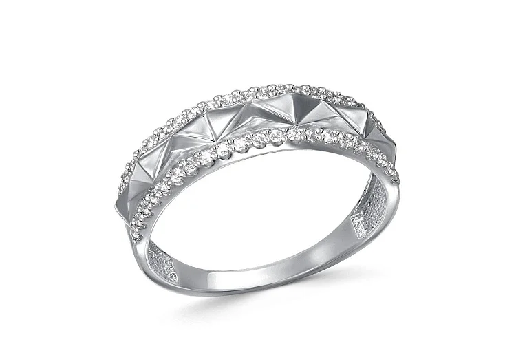 Кольцо из белого золота с 42 фианитами