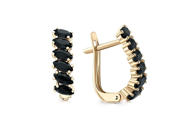 Серьги из жёлтого золота с 12 шпинелями