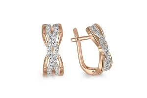 Серьги из красного золота с 52 фианитами