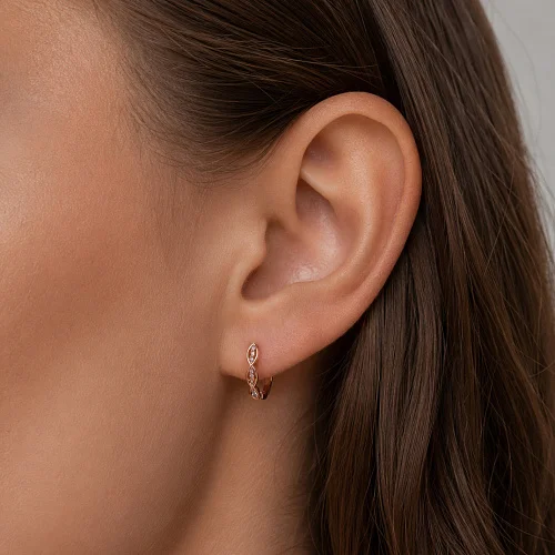 Серьги из красного золота с 18 фианитами