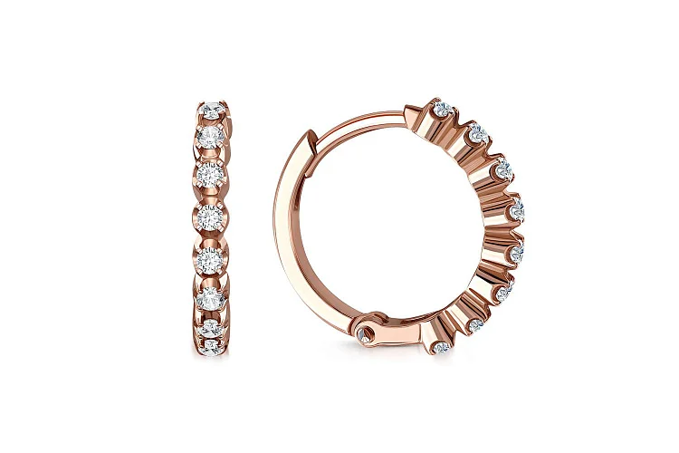 Серьги Дорожки из красного золота с 16 фианитами
