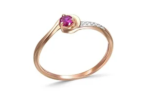 Кольцо из красного золота с корундом и 5 бриллиантами