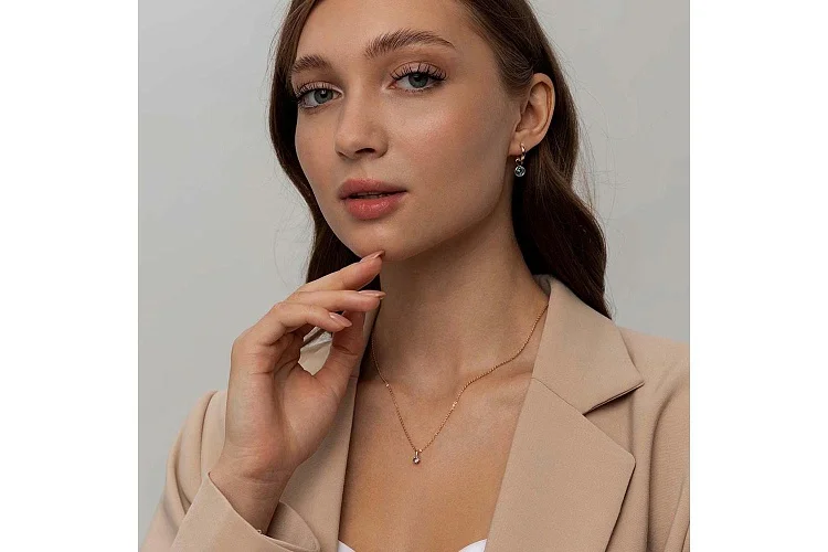 Подвеска серёг-трансформеров из красного золота с топазом swiss