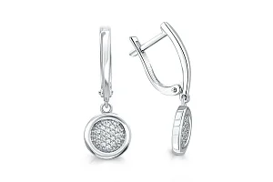 Серьги из белого золота с 38 фианитами