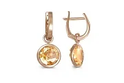 Серьги-трансформеры из красного золота с 2 цитринами