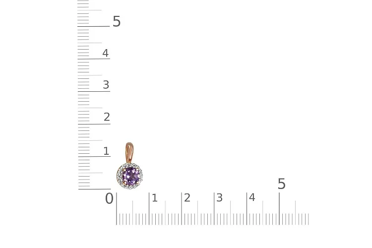 Подвеска из красного золота с аметистом и 16 фианитами