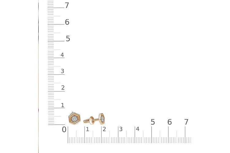 Серьги-пусеты из красного золота с 14 бриллиантами