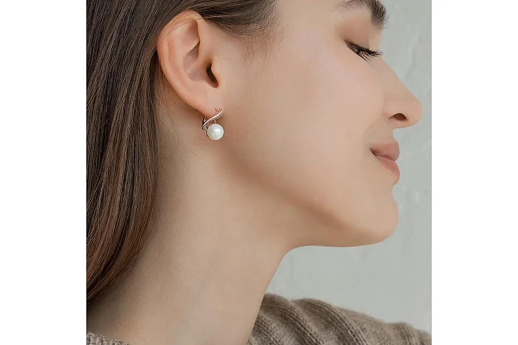 Серьги из красного золота с 2 жемчужинами