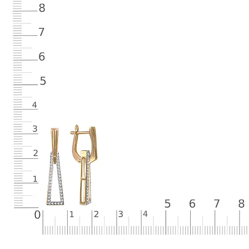 Серьги-трансформеры из жёлтого золота с 74 фианитами