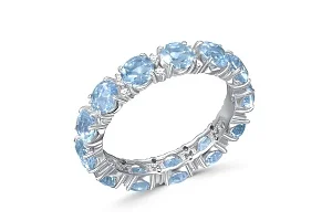 Кольцо Дорожка из белого золота с 13 топазами sky и 26 фианитами