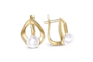 Серьги из жёлтого золота с 2 жемчужинами
