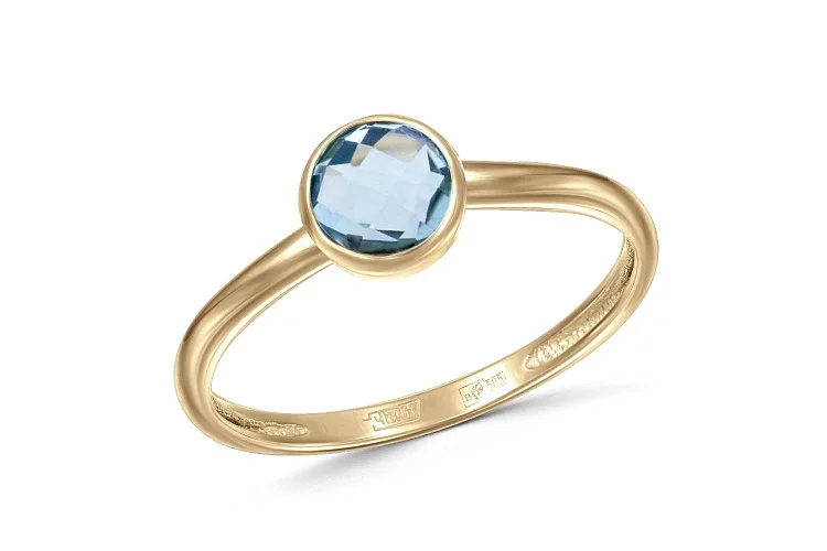 Кольцо из жёлтого золота с топазом sky