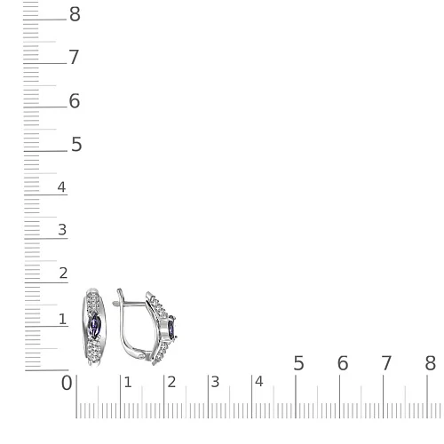 Серьги из белого золота с 2 аметистами и 40 бриллиантами