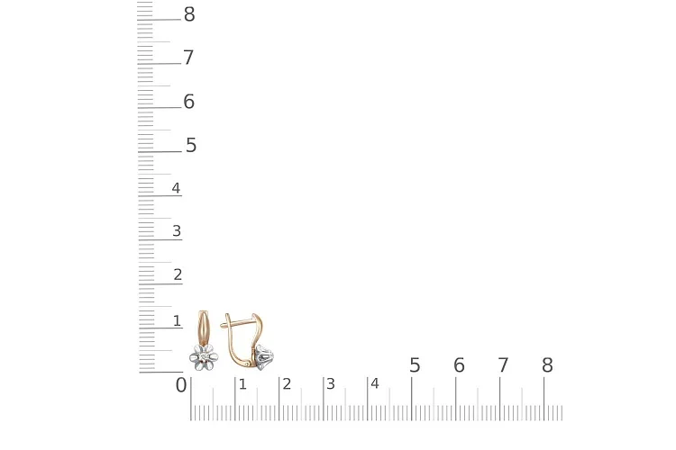 Серьги Цветы из красного золота с 2 фианитами