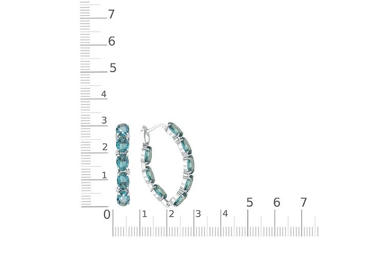 Серьги из белого золота с 16 ситаллами и 8 фианитами