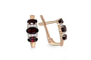 Серьги из красного золота с 6 гранатами и 12 фианитами