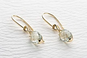 Серьги из жёлтого золота с 2 аметистами