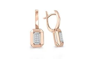 Серьги из красного золота с 16 фианитами