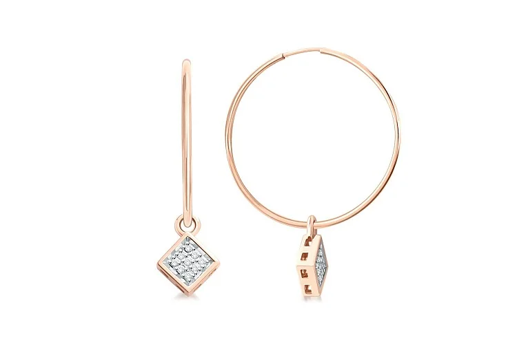 Серьги-трансформеры из красного золота с 18 фианитами