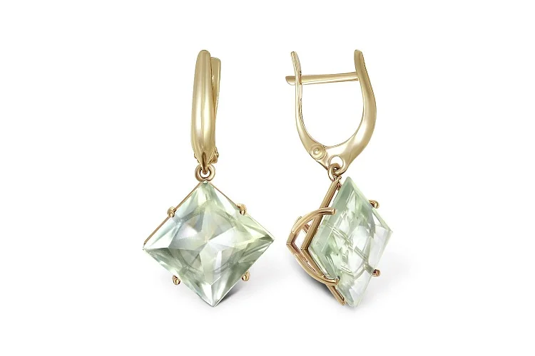 Серьги из жёлтого золота с 2 аметистами