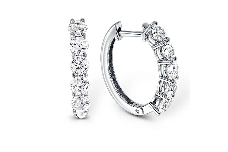 Серьги Дорожки из белого золота с 10 фианитами