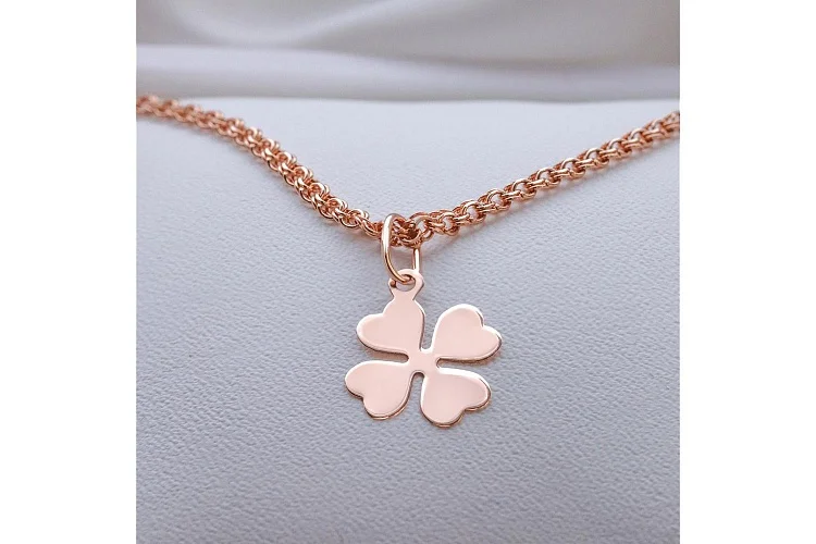 Подвеска Клевер из красного золота без вставок
