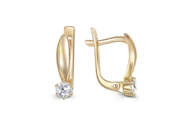 Серьги из жёлтого золота с 2 бриллиантами