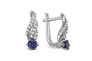 Серьги из белого золота с 24 фианитами