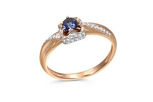 Кольцо из красного золота с сапфиром и 46 бриллиантами