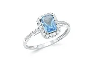 Кольцо из белого золота с топазом swiss и 30 фианитами