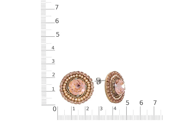 Бижутерные серьги-пусеты Кристаллы розовый