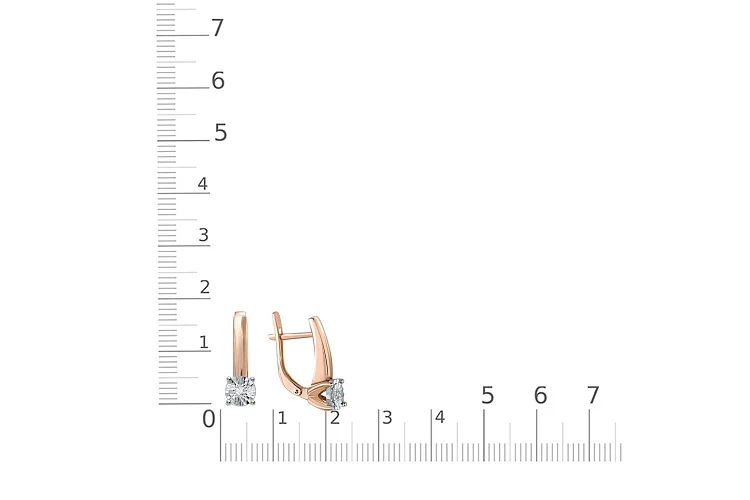 Серьги из красного золота с 2 бриллиантами