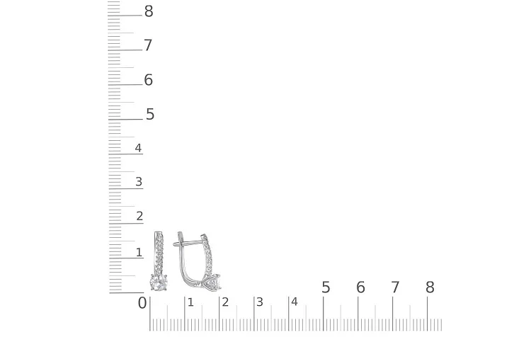 Серьги из белого золота с 46 фианитами
