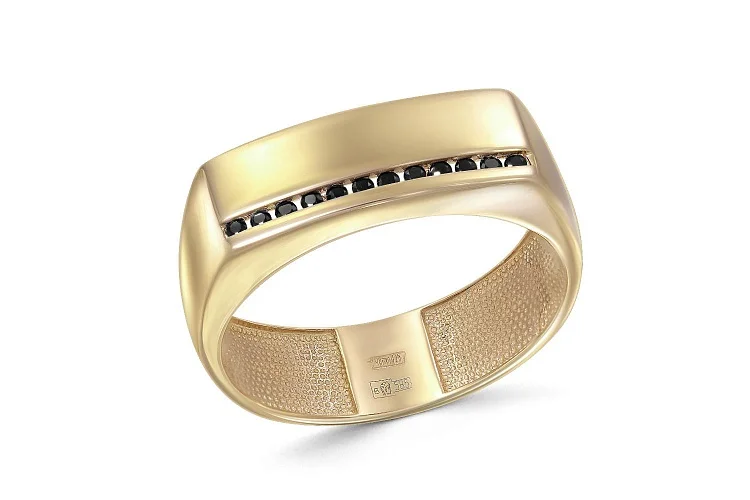 Печатка из жёлтого золота с 12 фианитами