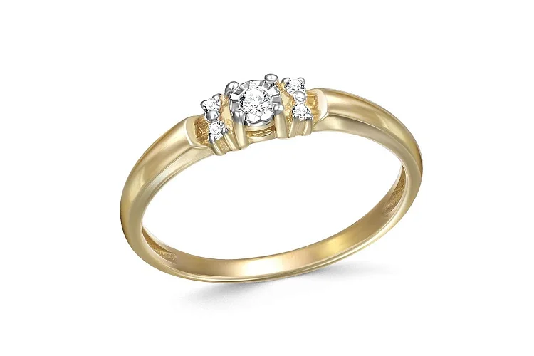 Кольцо из жёлтого золота с 5 бриллиантами